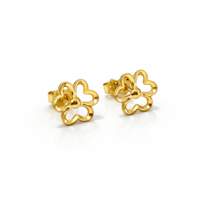 Boucles d’oreilles fleurs d’or 18k, 1.33g