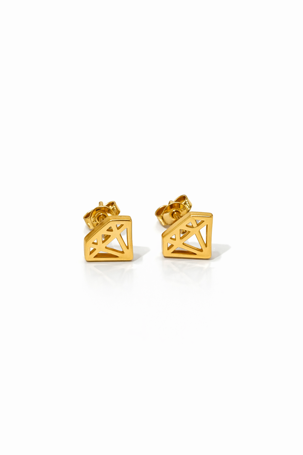 Boucles d’oreilles d’or 18k, forme de diamants 1.92g