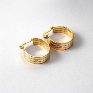 Anneaux d’or 18k trois tons style love, 18mm, 3.09g