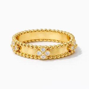 Bague trèfles d’or 18k, taille 6.5, 4.96g