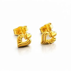 Boucles d’oreilles d’or 18k, cœurs , 1.03g