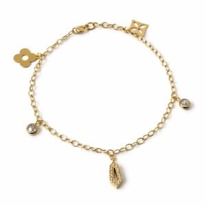 Bracelet à breloques d’or 18k, 18cm, ajustable, 2.88g