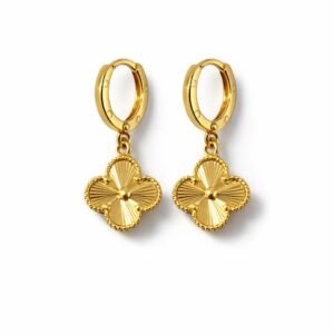 Boucles d’oreilles trèfles pendantes petit format 8mm, 1.86g