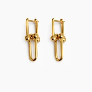 Boucles d’oreilles d’or 18k, style hardware, 2.16g