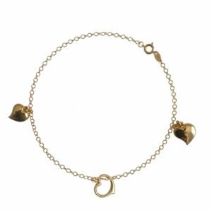 Bracelet cœurs d’or 18k, taille 17 (petit a moyen) 3.16g