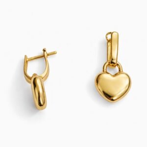 Boucles d’oreilles cœurs pendantes en or 18k, 3.91g