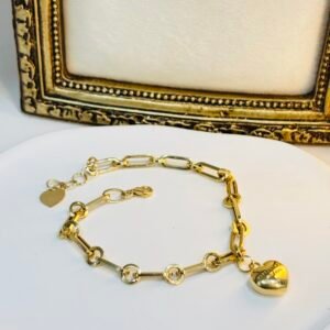Bracelet à breloque d’or 18k cœur ajustable 19cm 5.51g
