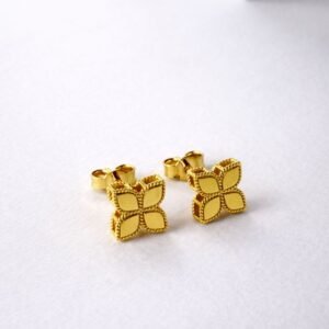Boucles d’oreilles fleurs d’or 18k,  10mm, 1.53g