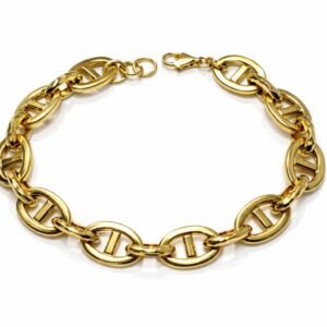 Bracelet grains de café d’or 18k grosses mailles de 10mm d’épaisseur , 18-19cm, 8.54g