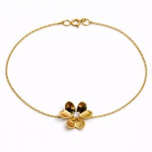 Bracelet fleur d’or 18k, 1.45g, 18cm