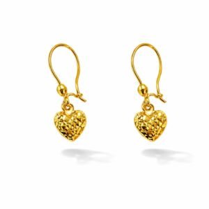Boucles d’oreilles d’or 18k cœurs pendantes 1.35g