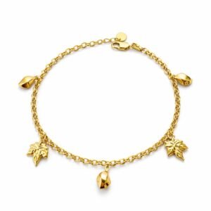 Bracelet à breloques d’or massif 18k, 3.60g, ajustable de 17-19cm