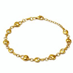 Bracelet clé et cadenas cœurs d’or 18k, 17-19, 6.26g