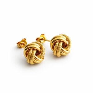 Boucles noeuds d’amour en or 18k,  10mm, 2.33g