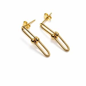 Boucles d’oreille d’or 18k, style hardware petit format 1.29g