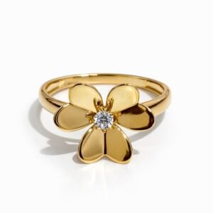 Bague fleur d’or 18k, taille 7, 2.57g