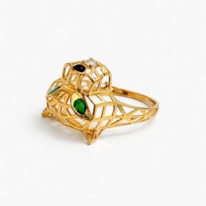 Bague d’or 18k, panthère taille 6