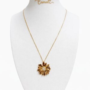 Collier fleur d’or 18k, ajustable, 5.2g
