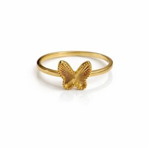 Bague papillons d’or 18k, taille 6.5, 1.44g