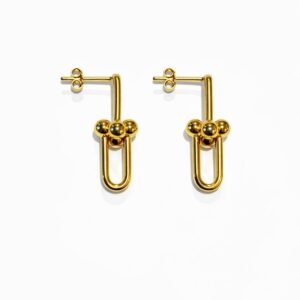 Boucles d’oreilles d’or 18k style hardware format large (2.74)