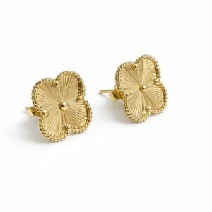 Boucles d’oreilles trèfles d’or 18k, 12mm, 2.09g