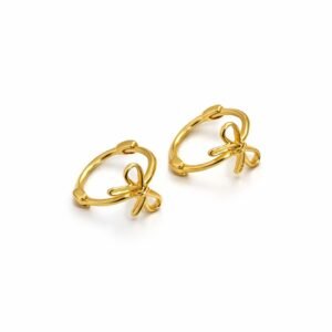 Dormeuses rubans d’or 18k, 10mm, petites idéales pour bébé enfant ou deuxième trou , 1.06g