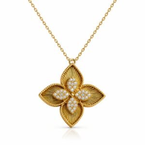 Collier fleur d’or 18k, 45cm, 4.29g