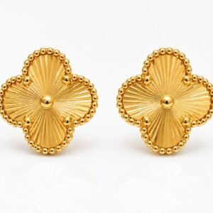 Boucles d’oreilles d’or 18k, trèfles 15mm (grand), 2.69g