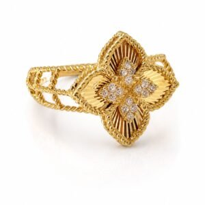 Bague fleur d’or 18k, taille 7, 2.33g