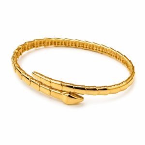 Bracelet rigide d’or 18k, style serpent, taille 17, 7.61g