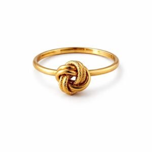 Bague noeud d’amour d’or 18k, petit (6mm), taille 6.75, 1.16g