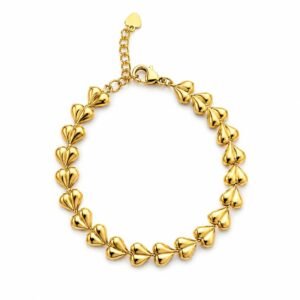 Bracelet cœurs d’or 18k, ajustable 16 - 19cm, 5.93g