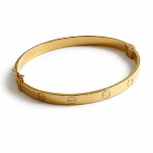 Bracelet rigide d’or 18k, style love, taille 16 (petit poignet), 6.97g (fermoir avec ressort)