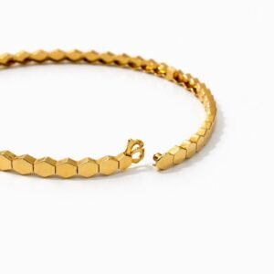Bracelet rigide d’or 18k, rayon de miel, taille 18 (moyen), 7.12g